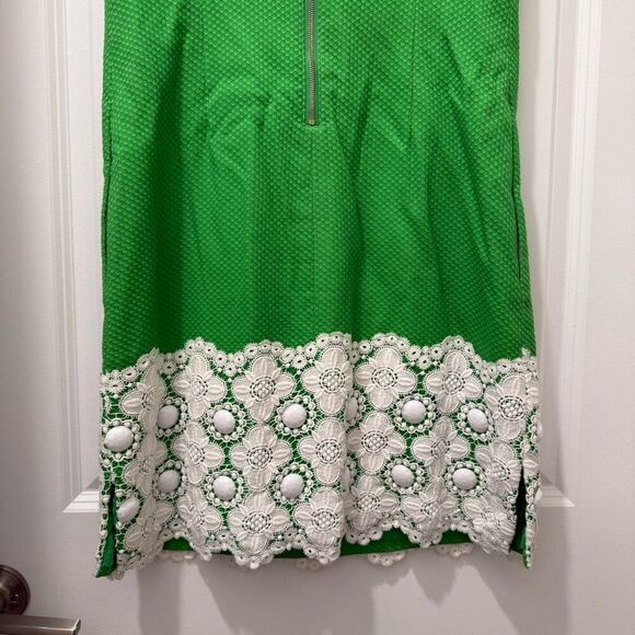 Lilly Pulitzer Jubilee Kelly Green White Bead Sleeveless Tank Sheath Dress sz 6 - Picture 5 of 7